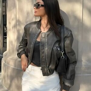 ZARA Faux Leather Bomber Jacket 4341/731
